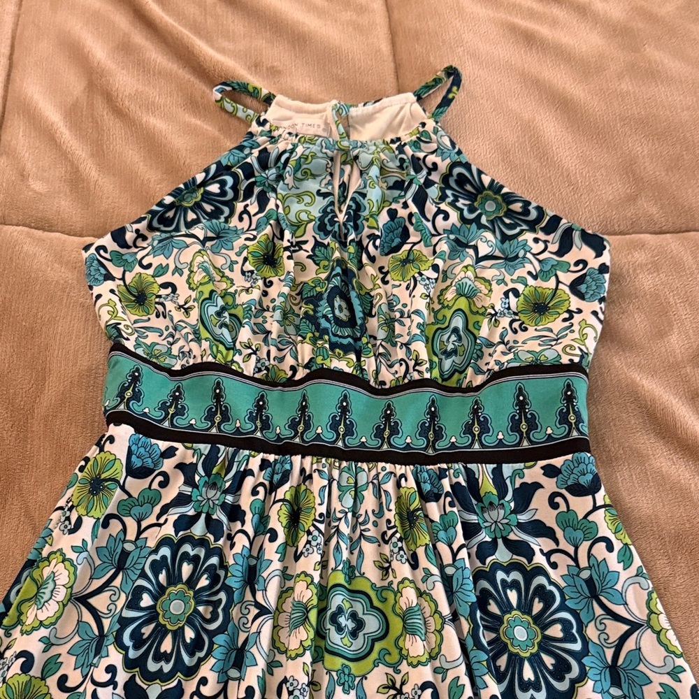 London Times Floral Maxi Dress in Teal, Navy, Green, White